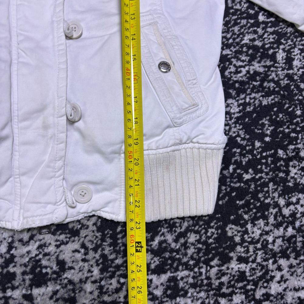 Abercrombie & Fitch Womens White Y2K Sherpa Lined Hooded Bomber Jacket Large - Picture 8 of 8